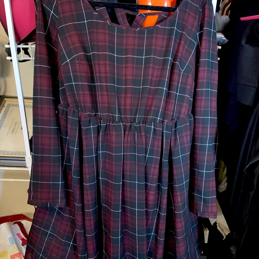 Torrid plaid skater dress with crisscross back size 1